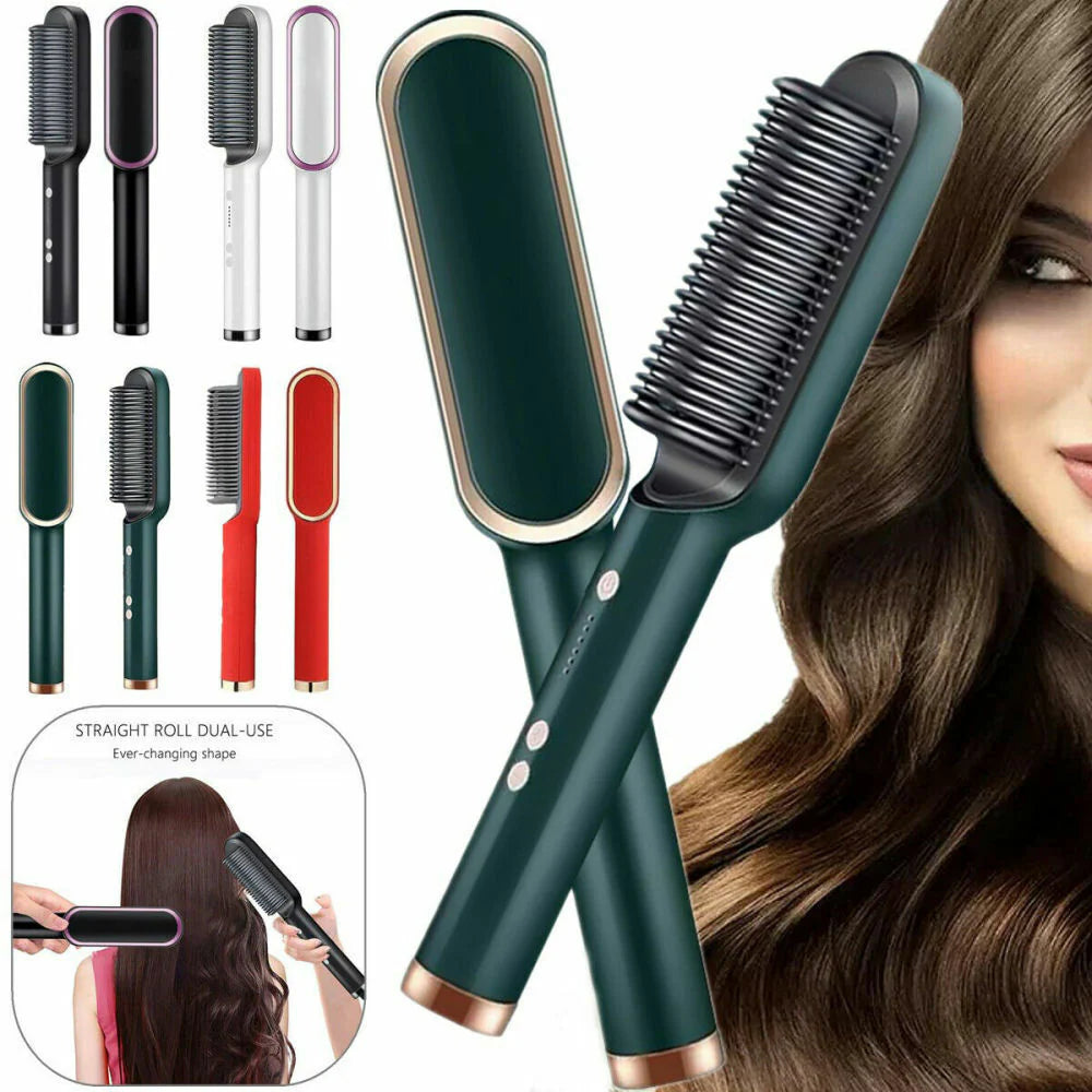 Hair Straightener Comb – Portable Ceramic Brush for Quick & Smooth Styling