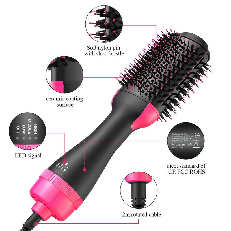 Hot Air Brush – 4-in-1 Hair Dryer, Straightener & Curler